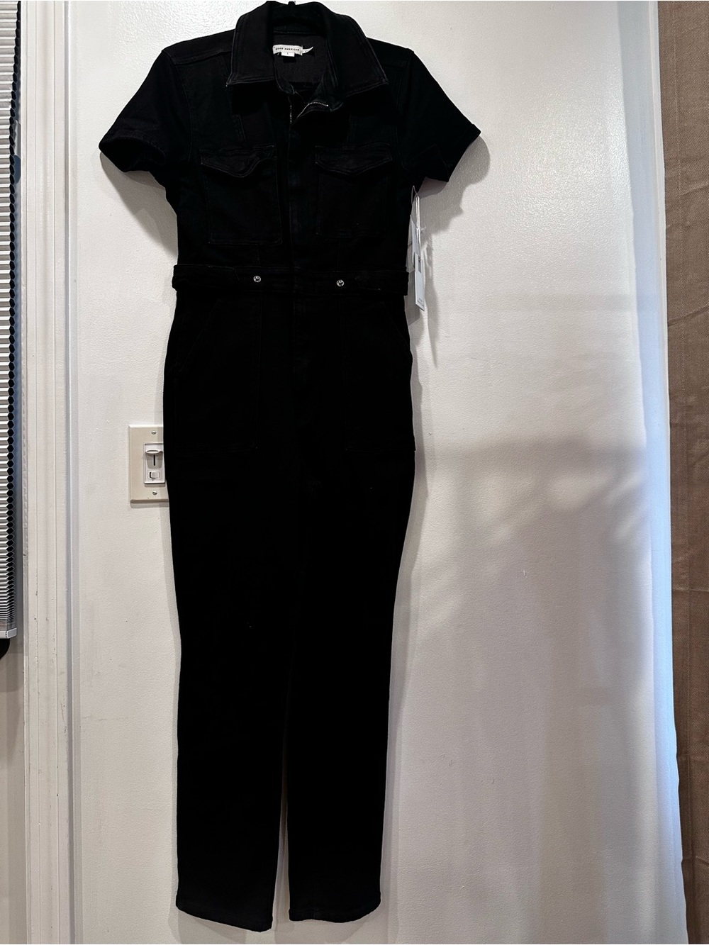 Good American Black Short-Sleeve Jumpsuit - Women's